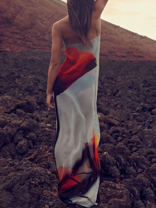 Printed Holiday Maxi Dress