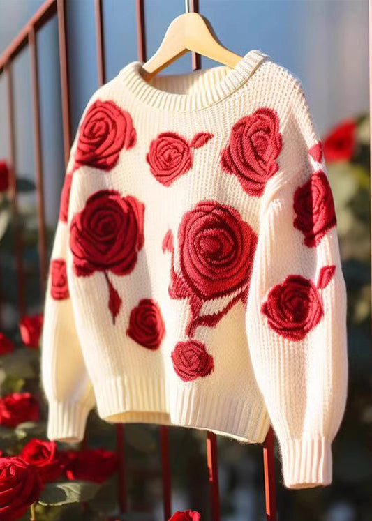 Red Hollow Out Cozy Knit Sweaters Fall Qv061
