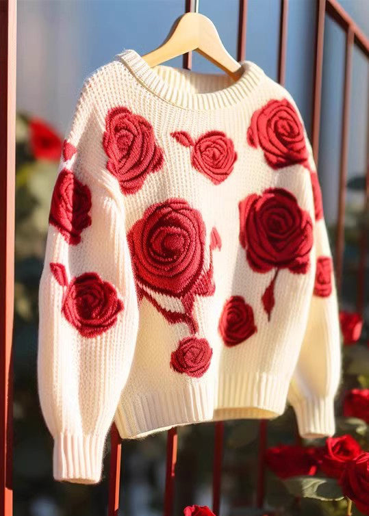 Red Hollow Out Cozy Knit Sweaters Fall Qv061