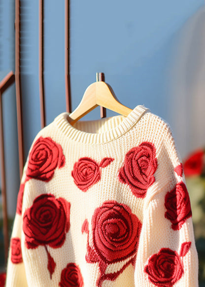 Red Hollow Out Cozy Knit Sweaters Fall Qv061