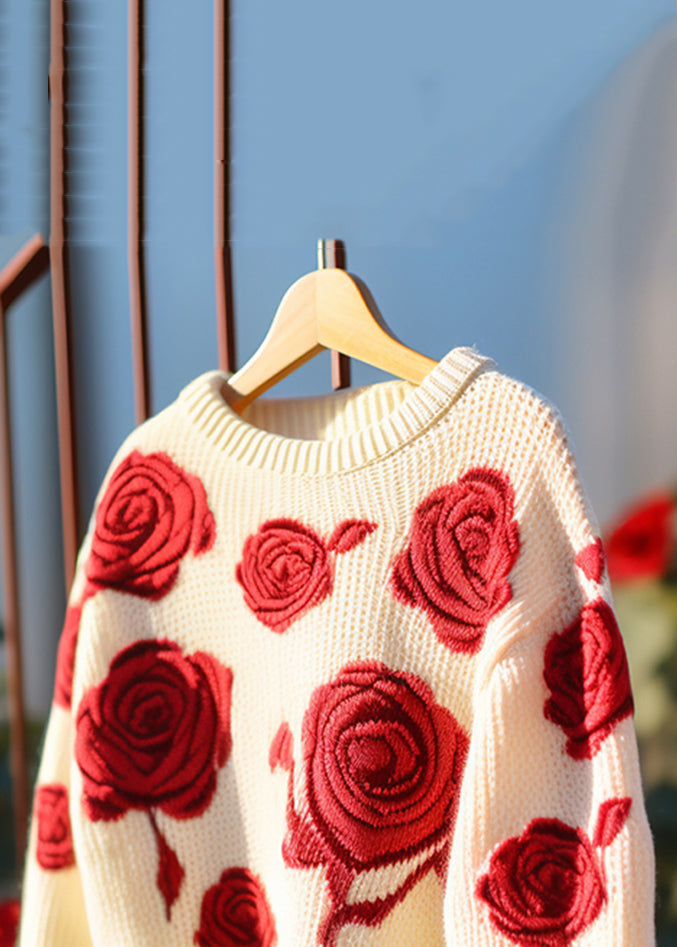 Red Hollow Out Cozy Knit Sweaters Fall Qv061