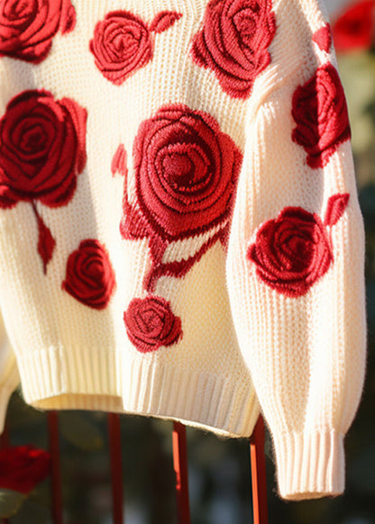 Red Hollow Out Cozy Knit Sweaters Fall Qv061
