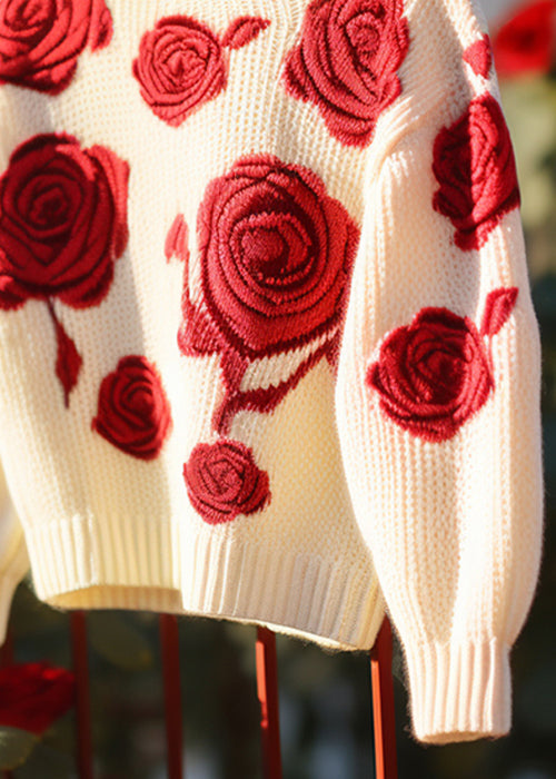 Red Hollow Out Cozy Knit Sweaters Fall Qv061