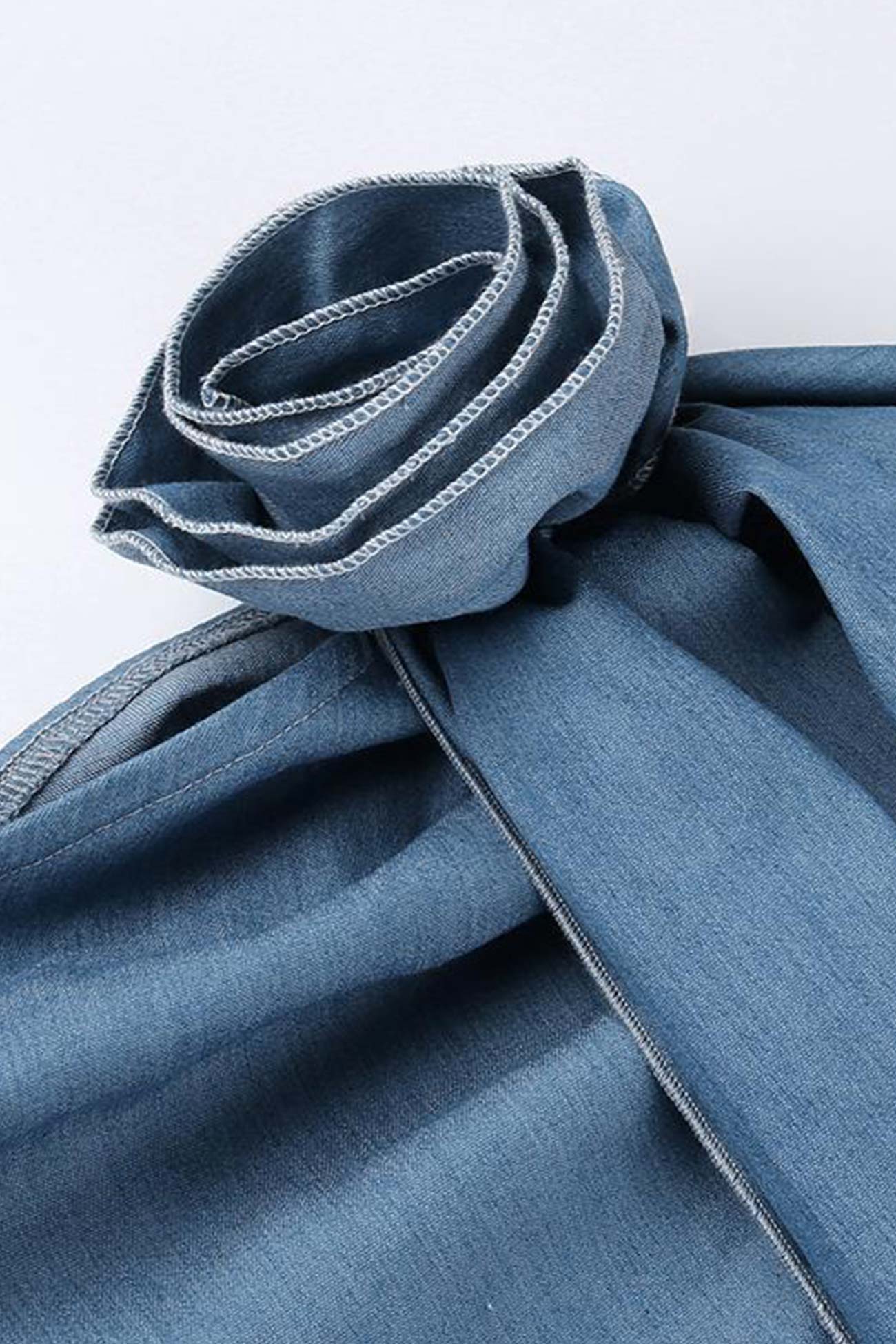 Ribbon Faux Denim Skirt