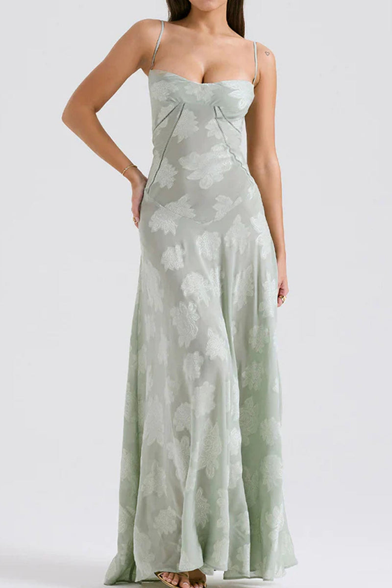 Jacquard Tassel Lace Up Maxi Dress