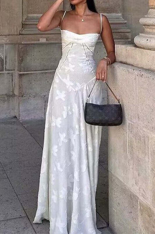Jacquard Tassel Lace Up Maxi Dress