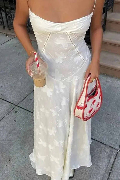 Jacquard Tassel Lace Up Maxi Dress