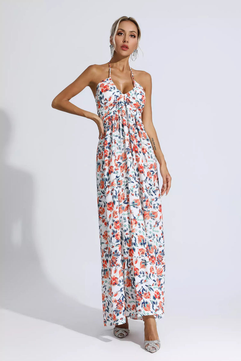 Frances Orange Printed Maxi Dress