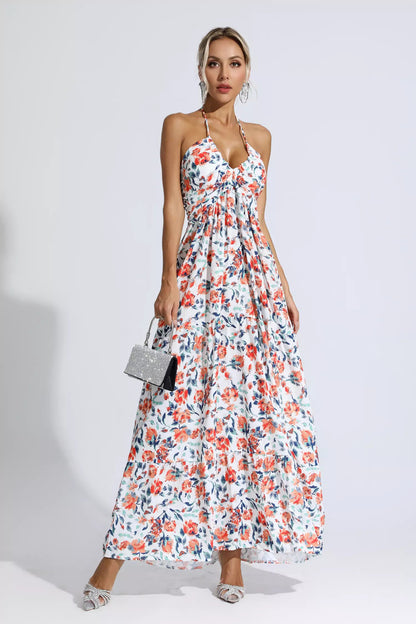 Frances Orange Printed Maxi Dress