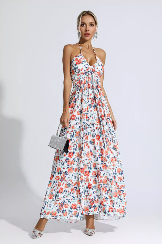 Frances Orange Printed Maxi Dress