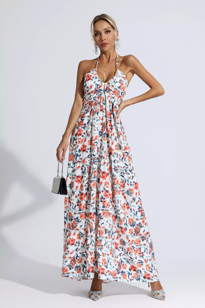 Frances Orange Printed Maxi Dress