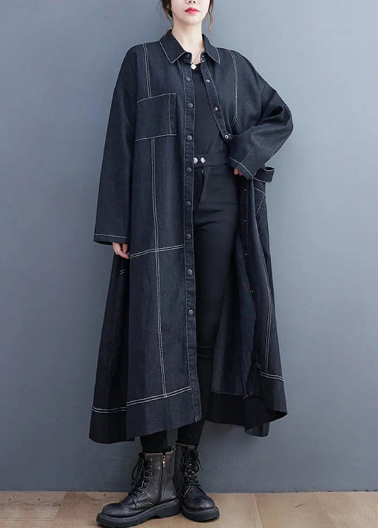 Denim Long Trench Coat