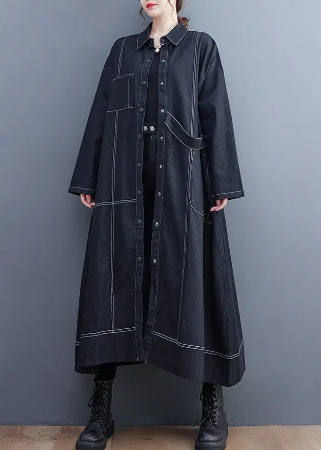 Denim Long Trench Coat