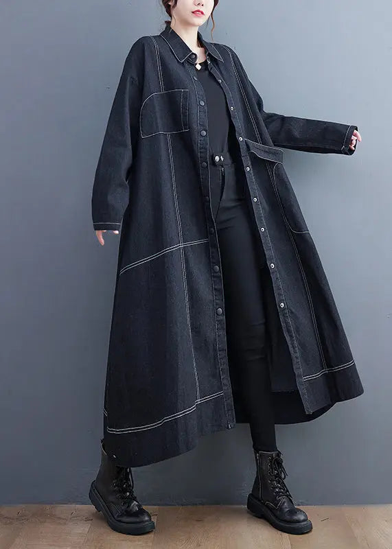 Denim Long Trench Coat