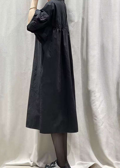 French Black O-neck Patchwork Long Dresses Summer Gh1010