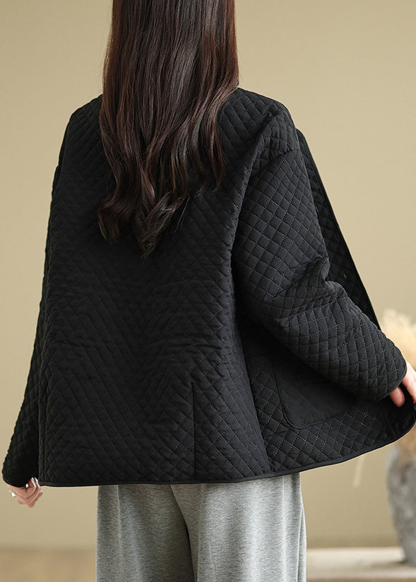 French Black Oversized Fine Cotton Filled Coats Spring Tj021