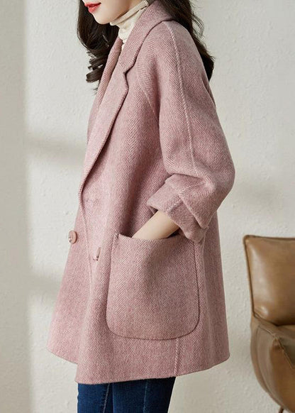 French Blue Notched Button Woolen Coat Spring Ty022