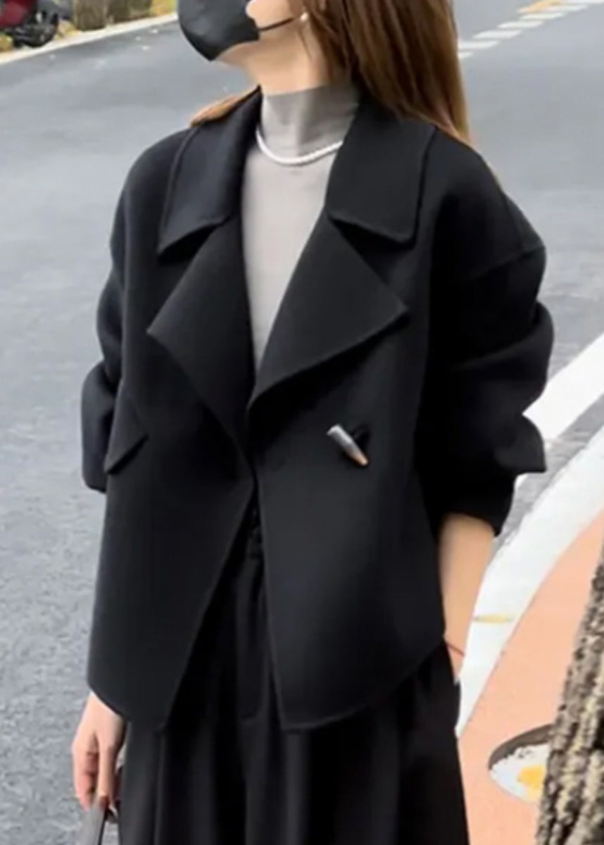 French Camel Notched Short Woolen Coat Winter Rs049