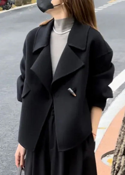 French Camel Notched Short Woolen Coat Winter Rs049