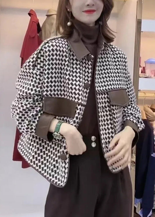 French Coffee Peter Pan Collar Button Cotton Coat Long Sleeve Qa1013