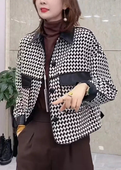 French Coffee Peter Pan Collar Button Cotton Coat Long Sleeve Qa1013