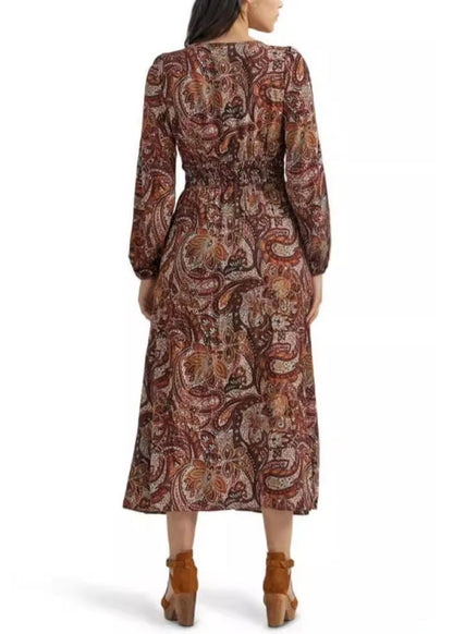 French Coffee V Neck Front Open Cotton Long Dress Fall Au1025