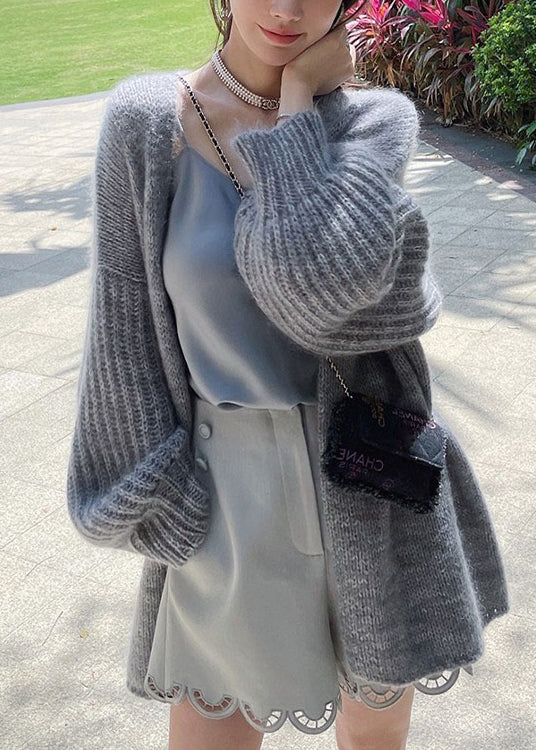 French Cozy Pomelo Red Woolen Cardigans Fall We024
