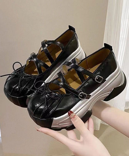 French Platform Shoes With Butterfly Cross Buckle Jj022