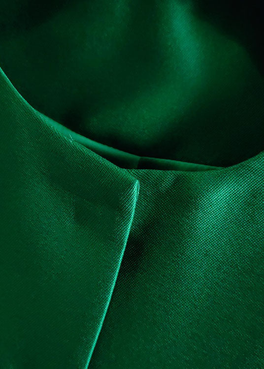 French Green Embroideried Bird Patchwork Silk Coat Spring Ly0981