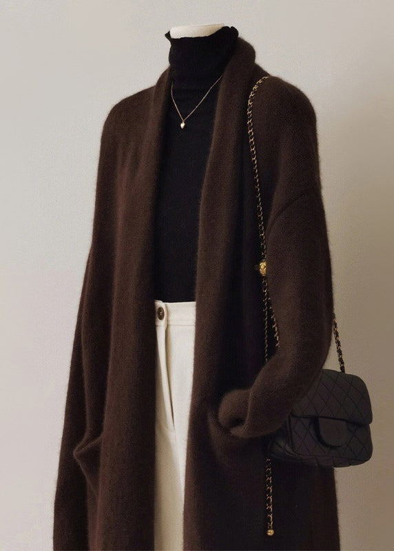 French Green V Neck Pockets Woolen Cardigan Fall Rs046