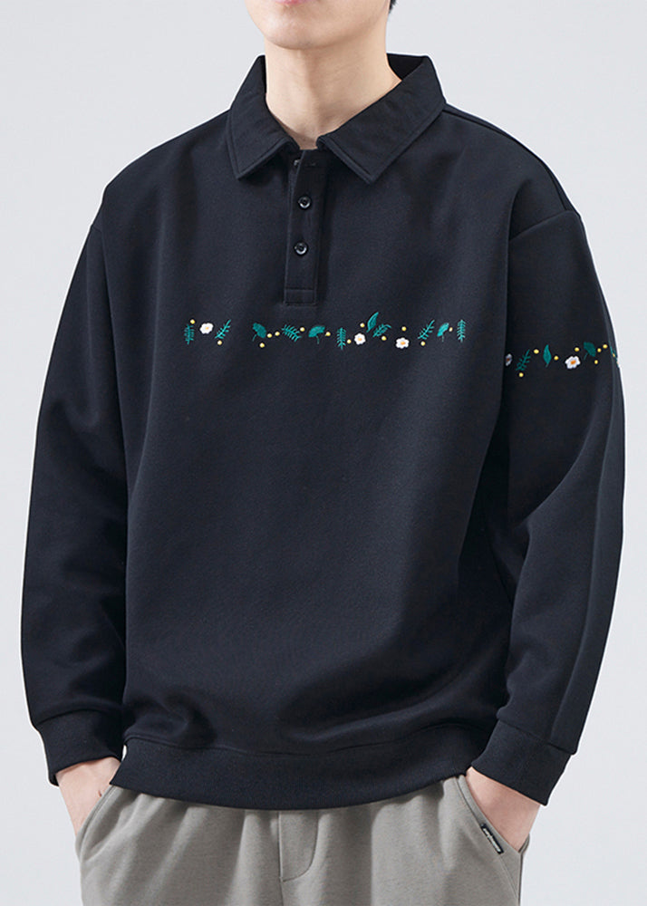 Embroideried Button French Grey Sweatshirts Cotton Tc020 Spring