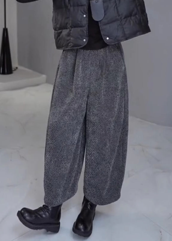 French Grey Oversized Woolen Harem Pants Spring Yo023