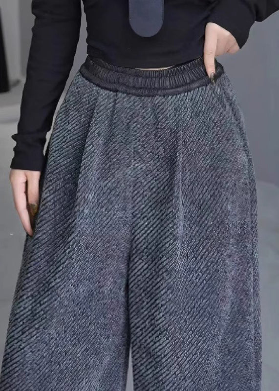 French Grey Oversized Woolen Harem Pants Spring Yo023