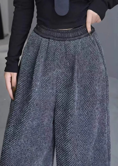 French Grey Oversized Woolen Harem Pants Spring Yo023