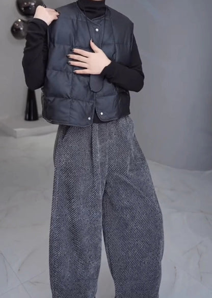 French Grey Oversized Woolen Harem Pants Spring Yo023