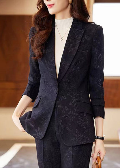 French Navy Peter Pan Collar Print Cotton Coats Spring Yj021