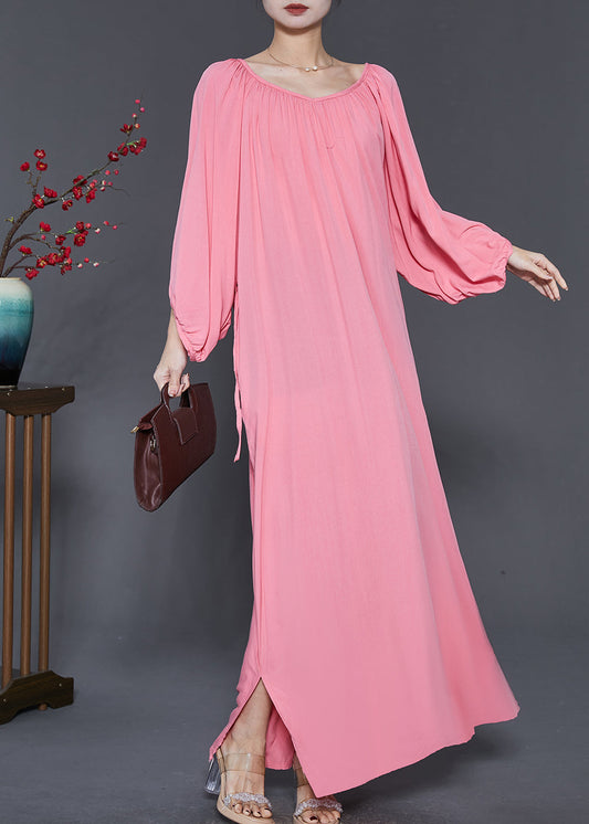 French Pink Oversized Cotton Maxi Dresses Spring Sd1047