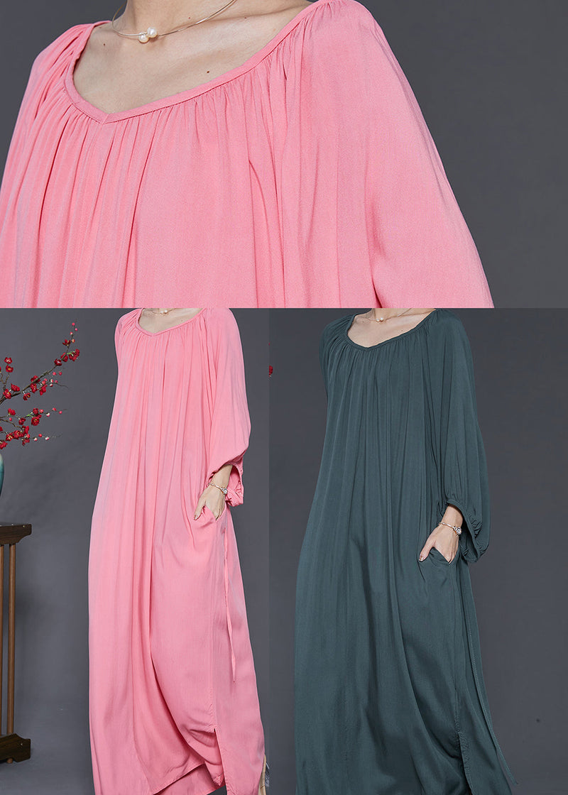 French Pink Oversized Cotton Maxi Dresses Spring Sd1047