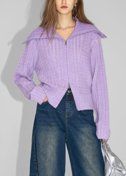 French Rose Zip Up Patchwork Woolen Loose Coat Spring Tq023