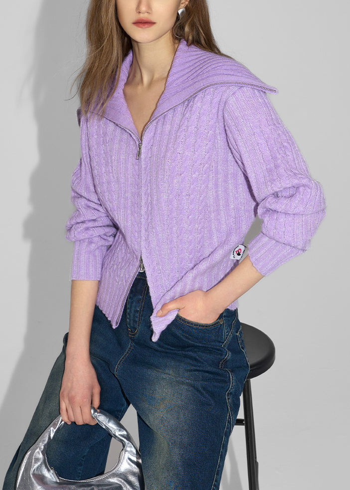 French Rose Zip Up Patchwork Woolen Loose Coat Spring Tq023