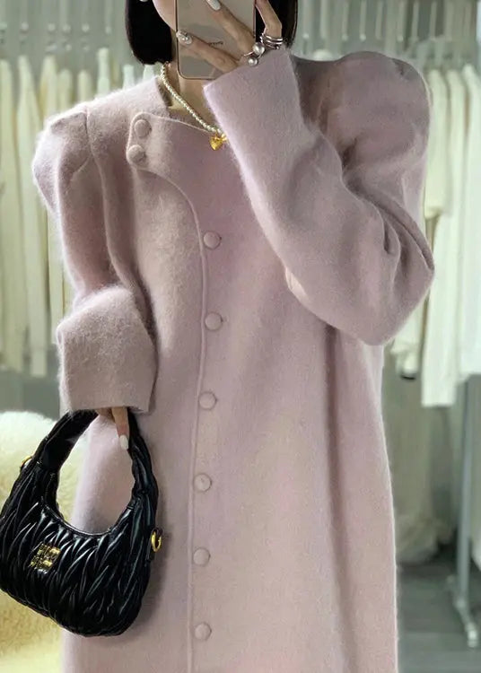 Puff Sleeve Button Woolen Coat Winter