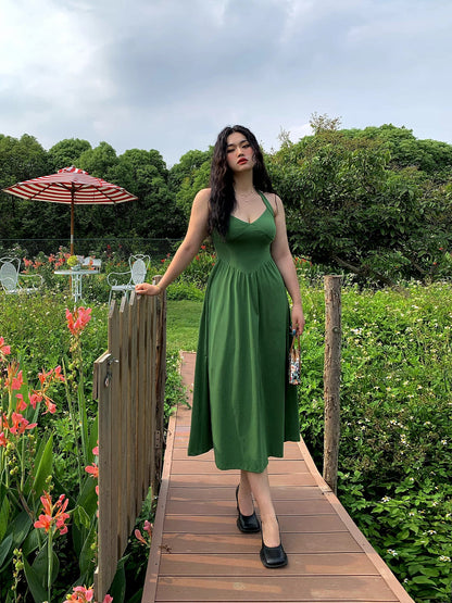 Classic French Halter Maxi Dress