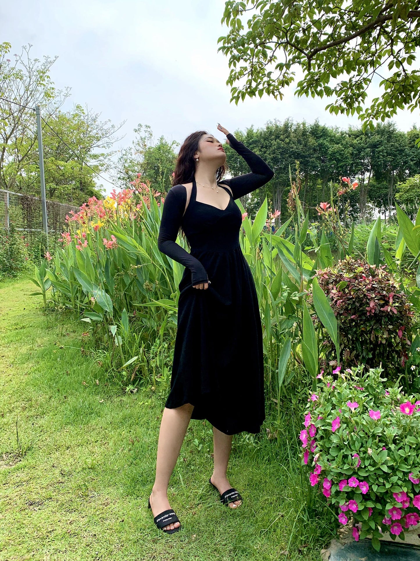 Classic French Halter Maxi Dress