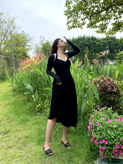 Classic French Halter Maxi Dress