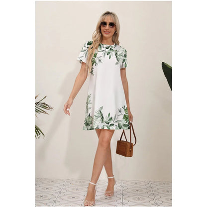 Summer Fresh Sweet Lace V-neck Waist Panel Midi Dresses