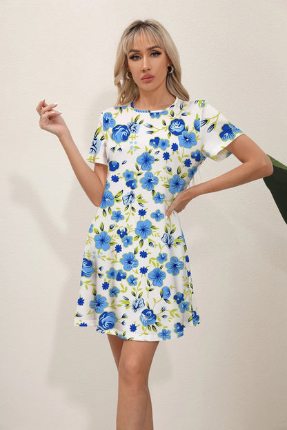 Summer Fresh Sweet Lace V-neck Waist Panel Midi Dresses