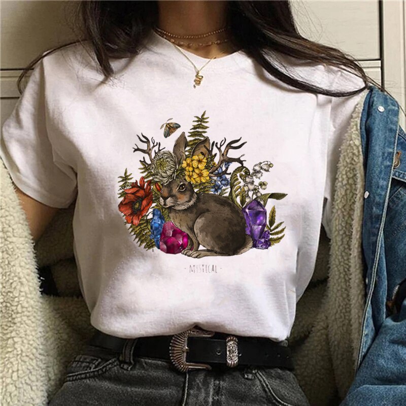 Funny Mushroom Print T-shirt Versatile Top T-shirt