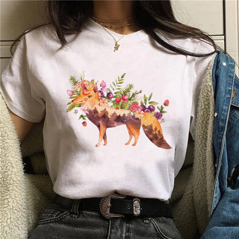Funny Mushroom Print T-shirt Versatile Top T-shirt