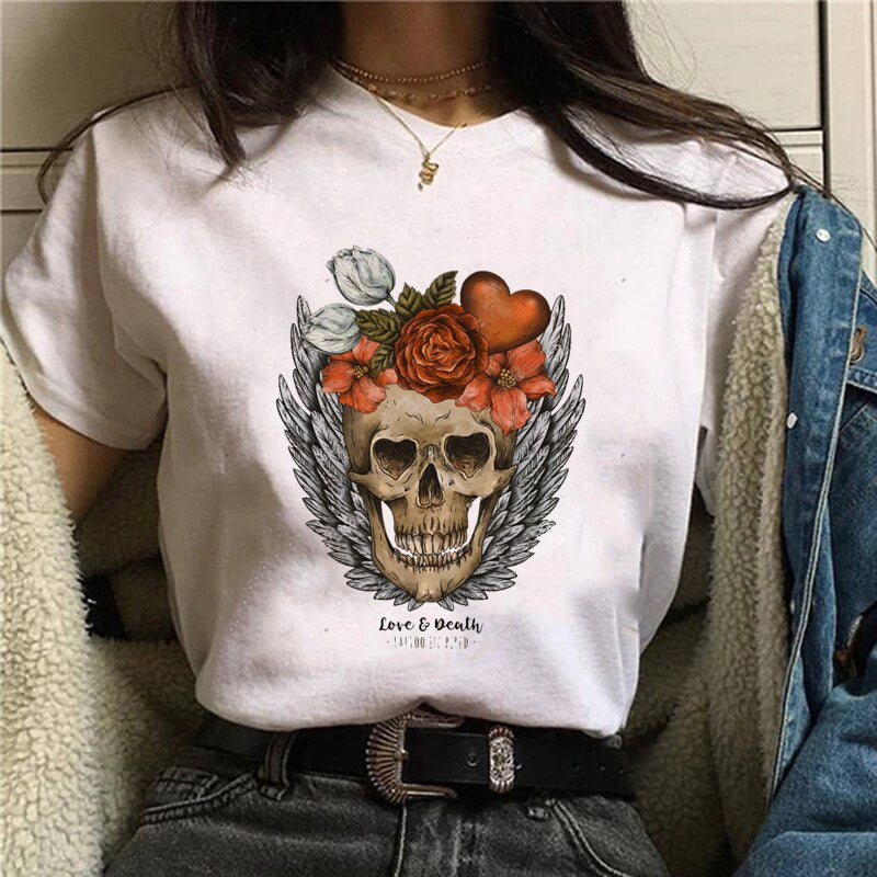Funny Mushroom Print T-shirt Versatile Top T-shirt