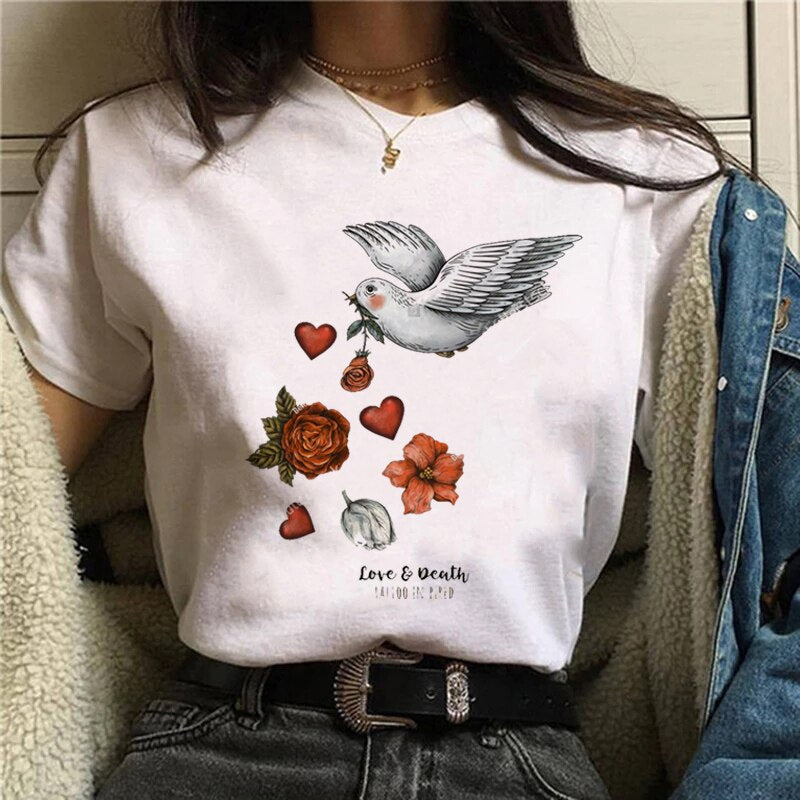 Funny Mushroom Print T-shirt Versatile Top T-shirt